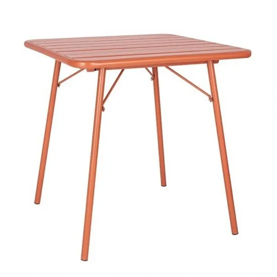 Bplero Terracotta Square Slatted Steel Table - 700mm