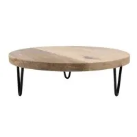 Olympia Round Display Stand Mango Wood With Metal Legs 300x80mm