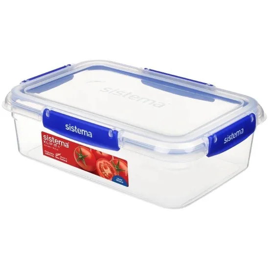 Sistema Rectangle Klip It Plus Food Storage Container with Blue Clasps