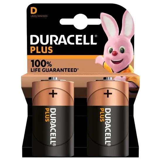 Duracell Plus D Battery (pack 2)