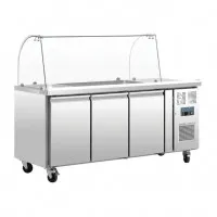 Polar U-series Refrigerated Gn Counter Saladette With Sneeze Guard - 2 Door