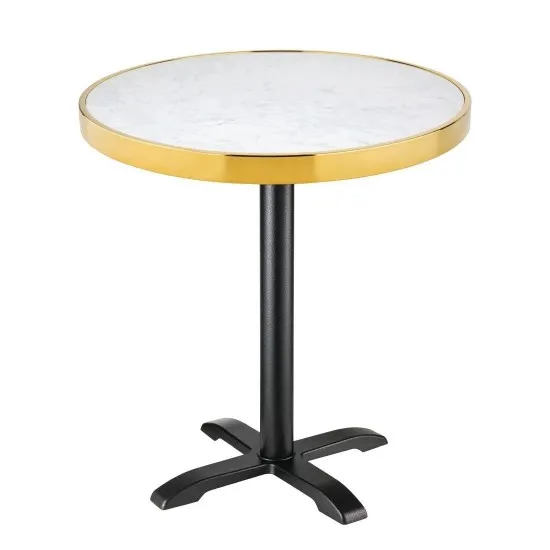 Bolero Table Round White Marble With St/st Rim - 600mm