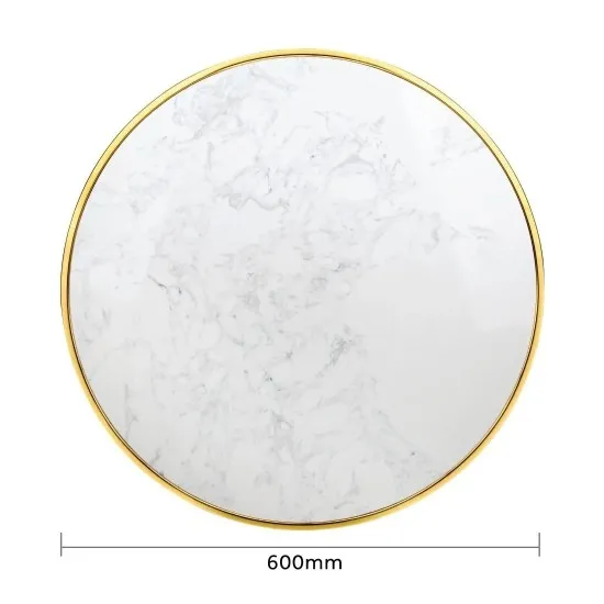 Bolero Table Round White Marble With St/st Rim - 600mm