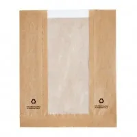 Fiesta Compostable Food Bag With Glassine Window 3.5x10.5x8.5'' (pack 1000)