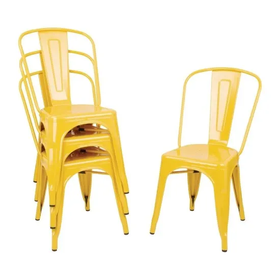 Bolero Steel Chair Yellow (pack 4)