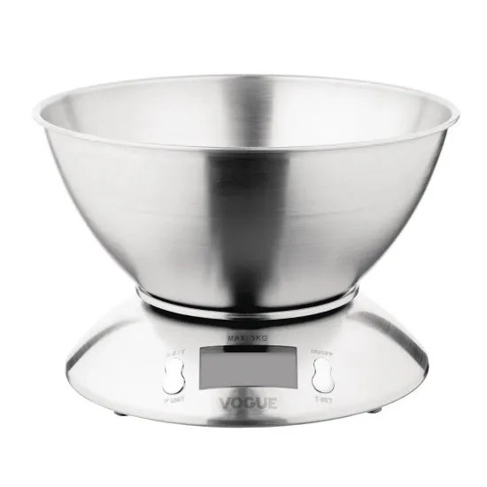 Vogue Digital St/st Bowl Scale 5kg Grad 1g Kg/lbs
