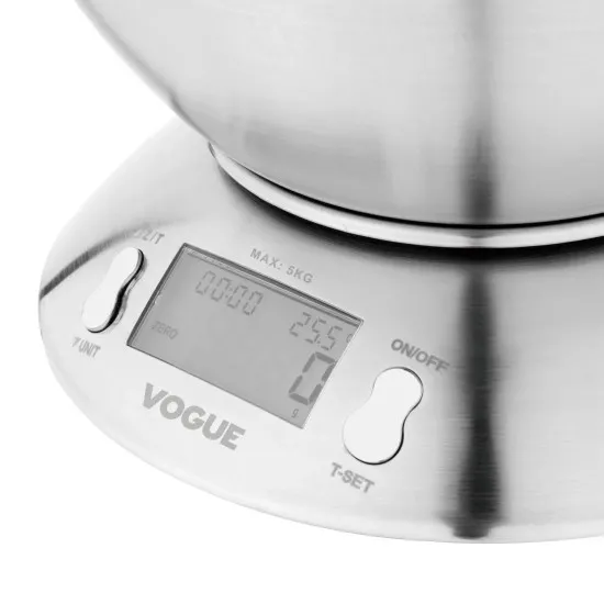 Vogue Digital St/st Bowl Scale 5kg Grad 1g Kg/lbs