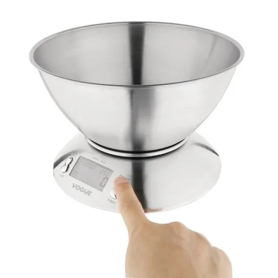 Vogue Digital St/st Bowl Scale 5kg Grad 1g Kg/lbs