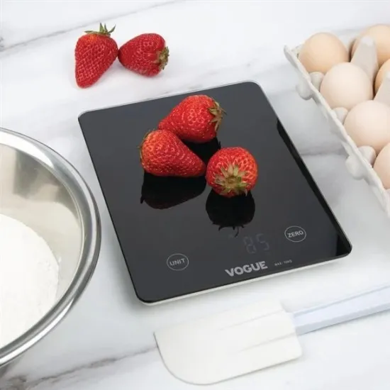 Vogue Digital Black Rectangular Scale 10kg/22lbs Grad 1g Kg/lbs