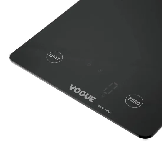 Vogue Digital Black Rectangular Scale 10kg/22lbs Grad 1g Kg/lbs