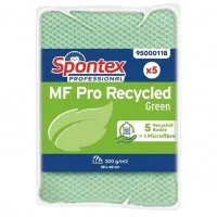 Spontex Mf Pro Recycled Microfibre Cloth Green (pack 5)