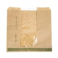 Vegware Kraft Greaseproof Pla Window Bag - 150x60x280mm (box 1000)