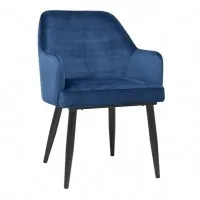 Bolero Lia Velet Effect Chairs Dark Navy (pack 2)