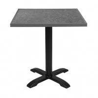 Bolero Black Brushed Mix Outdoor Fibre Glass Table Top Square Grey Trim - 700mm