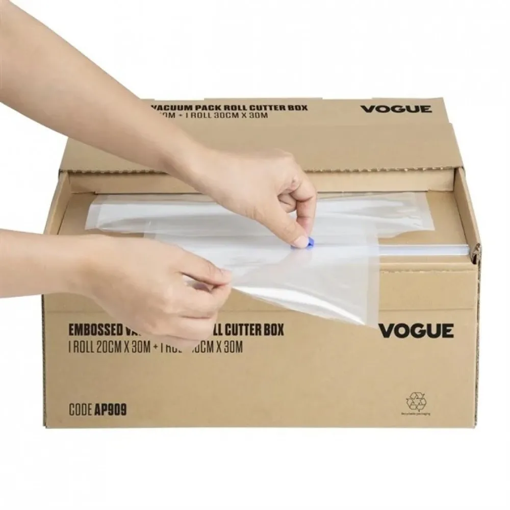Vogue Embossed Vacuum Pack Roll Cutter Box -1 Roll 20cm X 30m+1 Roll 30cm X 30m