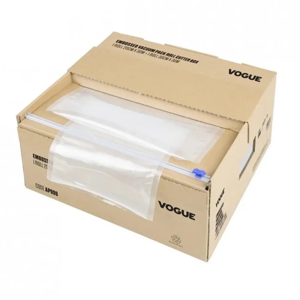 Vogue Embossed Vacuum Pack Roll Cutter Box -1 Roll 20cm X 30m+1 Roll 30cm X 30m