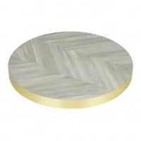 Bolero Pre-drilled Round Table Top Chevron Design - 600mm