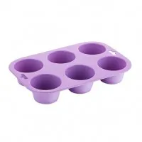 Hygiplas Flexible Silicone Six Hole Muffin Pan Purple (allergen)