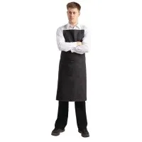 Southside X-cross Back Bib Apron Denim Black (grey Ties)- 1000x700mm