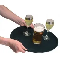 Round Tray Blk Plastic Anti-slip - 280mm 11''