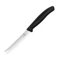 Victorinox Swiss Classic Blk Handle Bar Knife Fork Tip Wavy Edge - 11cm