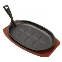 Cast Iron Oval Sizzler 280x190mm And Wood Base
