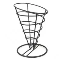 Olympia French Fry Holder Blk Wire Cone - 175(h)x115(dia)mm