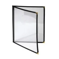 American Style Menu Holder Four Card Blk A4