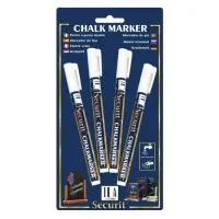 Securit White Markers - 1-2mm Nib (pk 4)