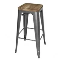 Bolero Steel  Bistro High Stool With Wooden Seatpad (gun Metal) 4 Pack