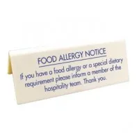 Food Allergy Table Notice - 100x45m