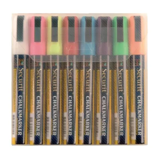 Securit Assorted Markers - 2x6mm Nib (pack 8)